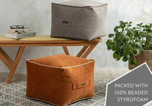 Vista 5 de Ottoman Pouffe, Comfortable Cube Foot Stool, Soft Velvet Bean Bag, Home Decor Footstool Extra Seating for Living Room, Bedroom, Casha, 17.7x17.7