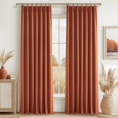 Vista 19 de Cortinas y Drapeados Modernos con Pliegues Pellizco Rosa Bebé de 84 Pulgadas de Largo, Juego de 2 Paneles para Sala de Estar, Cortina de Ventana