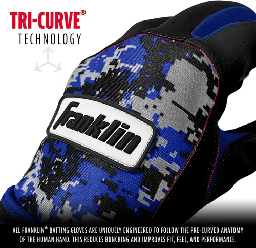 Vista 4 de Franklin Sports MLB Batting Gloves - Digitek Camo Baseball + Softball Batting Gloves