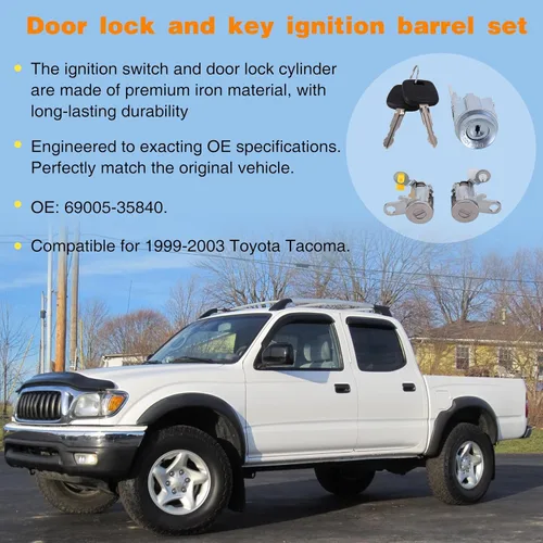 Vista 3 de ikasus 69005-35840 Cilindro de cerradura de encendido, juego de cilindros de cerradura de puerta e interruptor de encendido con llaves de repuesto