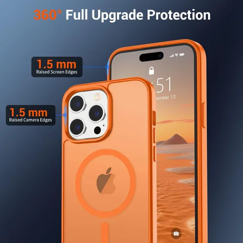 Vista 328 de SUPFINE - Funda magnética para iPhone 13 Pro Max (compatible con MagSafe), (protección contra caídas de grado militar de 10 pies), delgada, Negro