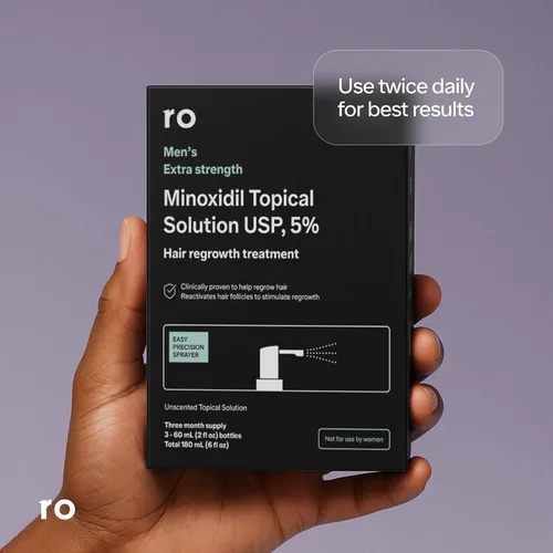 Vista 6 de Ro Man - Spray tópico para el crecimiento del cabello para hombres Solución de minoxidil al 5%, clínicamente probada para adelgazar el cabello