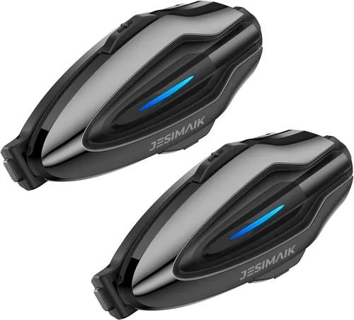 Vista 10 de JESIMAIK Auriculares Bluetooth para casco de motocicleta, sistema de comunicación de casco magnético, intercomunicador de malla para 10 conductores
