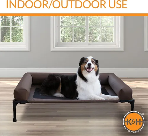 Vista 5 de K&H Pet Products Bolster - Cama elevada para perros para interiores y exteriores, con cojines extraíbles, funda de malla lavable, cama elevada