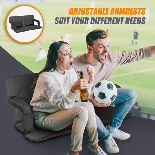 Vista 4 de Nova Microdermabrasion Asiento de estadio de 20.5 pulgadas / 25 pulgadas de ancho para gradas con soporte de espalda, cojín acolchado portátil