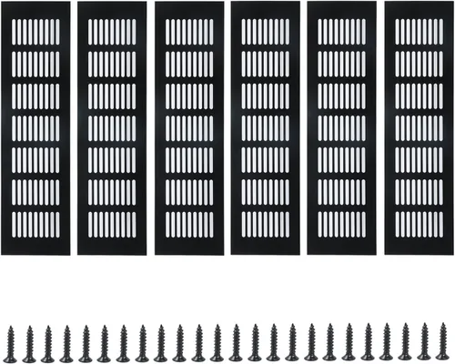 Vista 19 de Geesatis Cubiertas de ventilación para piso, gabinete, pared, techo – Rejilla de aluminio resistente a la oxidación con tornillos, paquete de 2