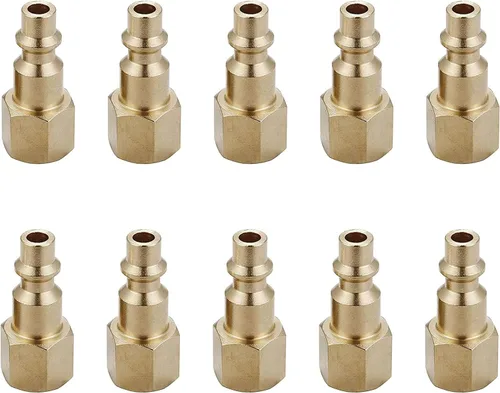 Vista 6 de Acoplador industrial macho de latón de 1/4 pulgadas, paquete de 2 accesorios de manguera de aire, acoplador de aire macho NPT macho de conector
