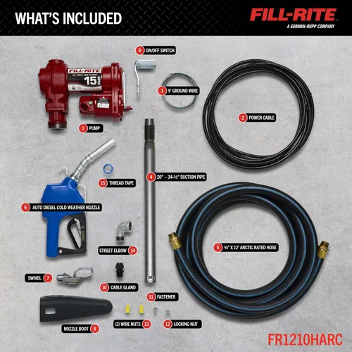 Vista 3 de Fill-Rite FR1210HA1 - Bomba de transferencia de combustible de 12 V 15 GPM (boquilla automática con plomo, manguera de descarga, tubo de succión)