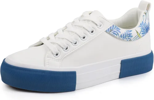 JABASIC Zapatillas de deporte de plataforma para mujer, zapatillas de deporte de moda con cordones