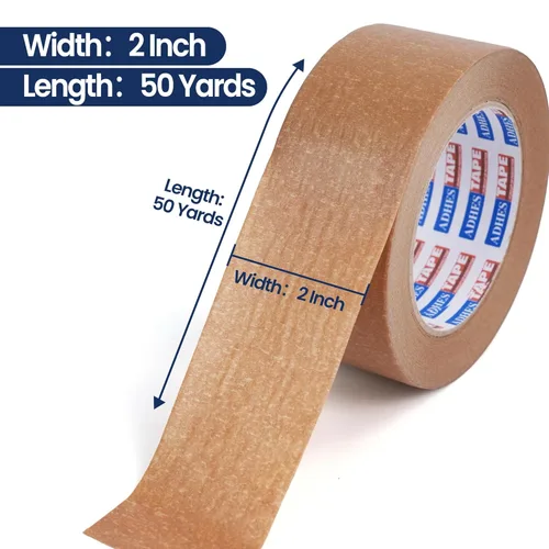Vista 2 de Adhes - Cinta de embalaje de papel marrón biodegradable, 3 rollos de 2 pulgadas x 50 yardas, cinta de embalaje compostable y sin plástico, adhesivo