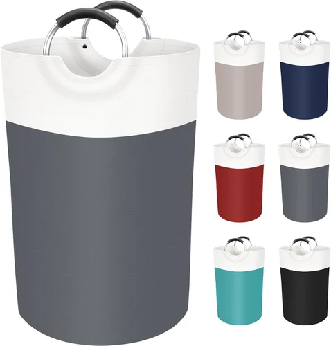 Vista 9 de BlissTotes - Canasta de lavandería de 75 litros, cesta de ropa independiente, cesta de ropa sucia plegable, tela impermeable con asas de aluminio