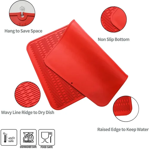 Vista 259 de MicoYang Alfombrilla de Silicona para Secar Platos de Múltiples Usos, Fácil de Limpiar, Ecológica, Alfombrilla de Silicona Resistente al Calor