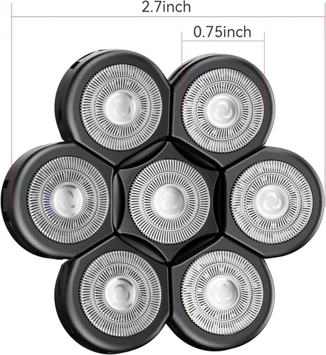 Vista 4 de Cabezales de repuesto de cuchilla 7D, cabezal de repuesto para afeitadora eléctrica, 7 cabezales para hombres calvos, compatible con muchos modelos