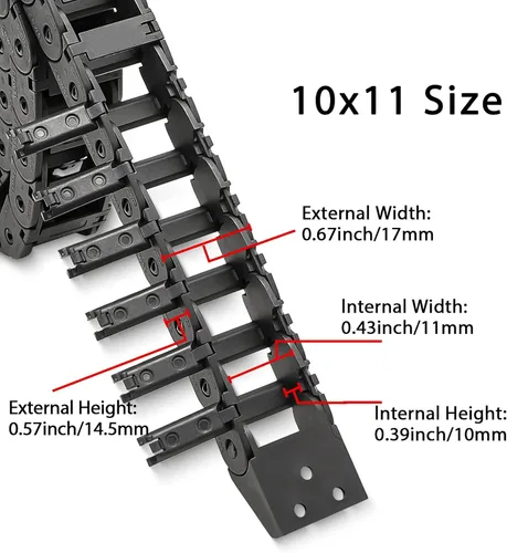 Vista 3 de 2 unidades de 39.4 pulgadas de cadena de arrastre tipo abierto R18 cadena de cable de alambre para fresadora CNC e impresora 3D, 2 pares adicionales
