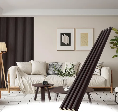 Vista 9 de WPC Paneles de pared de listones de madera, paquete de 8 listones de madera de 95 x 6 pulgadas para pared y techos, paneles acústicos para Roble