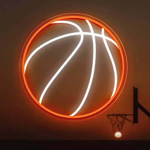 Letrero de neón de baloncesto, luz de neón LED de baloncesto de 12.6×12.6 pulgadas, letreros de neón LED regulables para decoración de pared,