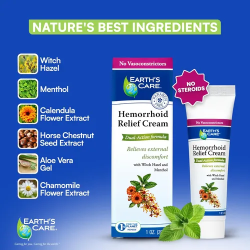 Vista 6 de Earth's Care Crema para hemorroides - Tratamiento para el alivio de hemorroides 1 OZ. (0.99 oz.)