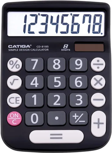Vista 18 de Calculadora CATIGA con interruptor mecánico con energía dual solar y batería, pantalla LCD grande de 12 dígitos, calculadora de escritorio estética