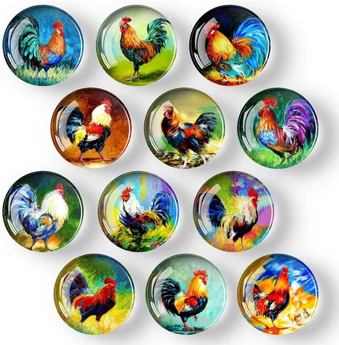 Vista 6 de 12 calcomanías magnéticas fuertes de vidrio para nevera, árbol de vida redondo, decoración de nevera, imán de pizarra blanca de oficina