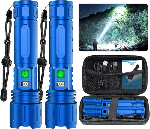 Vista 17 de Hoxida Linternas 2000 Lúmenes Altos Recargables, Linterna LED Súper Brillante