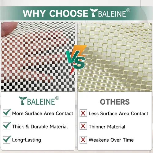 Vista 3 de BALEINE Almohadilla antideslizante para alfombra con agarre para suelos de madera dura, extra gruesa antideslizante debajo de la alfombra