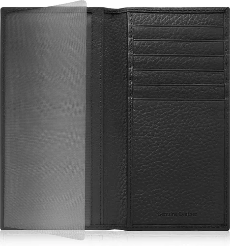 Funda de cuero genuino para hombres y mujeres Funda para libro de cheques para duplicar cheques billetera RFID
