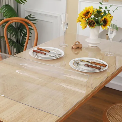 Vista 6 de Protector de escritorio transparente, lavable para una fácil limpieza, protector de escritorio de PVC transparente para restaurantes y mesas