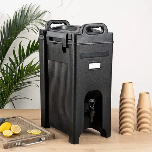 Vista 3 de Restaurantware Cater Tek 5 Gallon Beverage Dispenser 1 Insulated Drink Dispenser - Built-In Handles For Hot and Cold Drinks Black Plastic Beverage