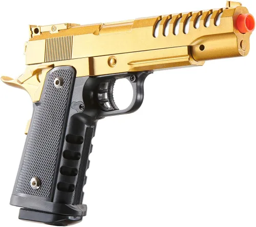 Vista 5 de Doble doble 2011 Airsoft pistola ligera oro y negro aleación primavera