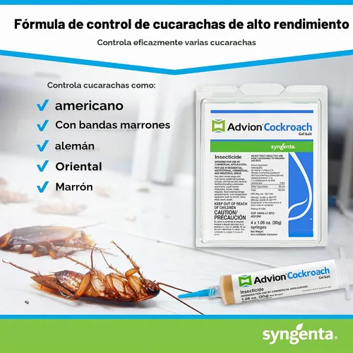 Vista 4 de Syngenta 383920 Advion Cebo de gel para cucarachas 4 X 1.06 oz Tubos Control de cucarachas