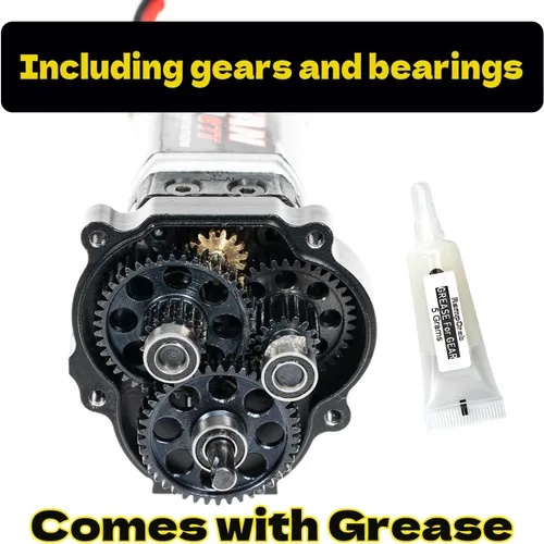 Vista 5 de RampCrab Juego de caja de cambios de transmisión de aluminio, rango bajo (Crawl) 27.6: 1 relación de reducción para TRX4M, caja de metal, engranaje