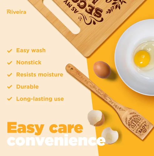 Vista 5 de Regalos Riveira para suegra – Cucharones de madera para cocinar como regalos para mamá y tabla de cortar para regalos de cumpleaños para mujeres