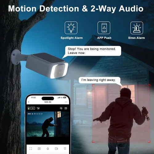 Vista 6 de Cámara de seguridad celular solar 4G LTE inalámbrica para exteriores, sin cámara de seguridad WiFi, datos ilimitados gratuitos de 365 días, sensor