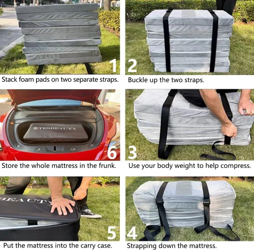 Vista 6 de TANOLA TESBEAUTY - Colchón de campamento mejorado 2025 2026 Juniper My para Tesla Model Y Tesla Model X, espuma viscoelástica de alta densidad