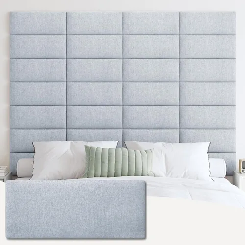 Vista 18 de IFNOW Cabecera tapizada para montar en la pared, paneles de pared 3D insonorizados para despegar y pegar, cabecero copetudo reutilizable y extraíble
