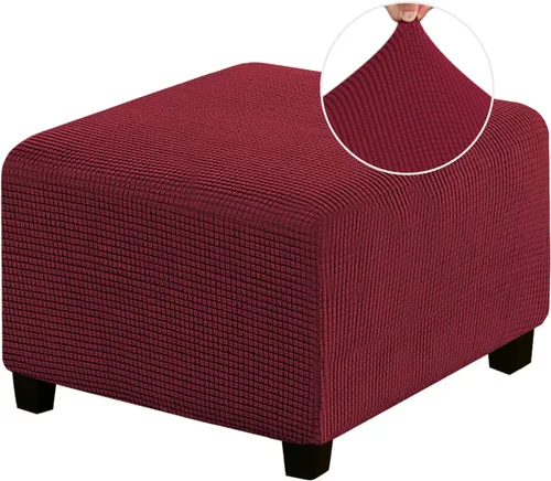 Vista 29 de Funda Elástica para Otomán Fundas para Otomán Rectangulares para Sala de Estar Taburete Reposapiés Fundas Elásticas para Adaptarse al Reposapiés