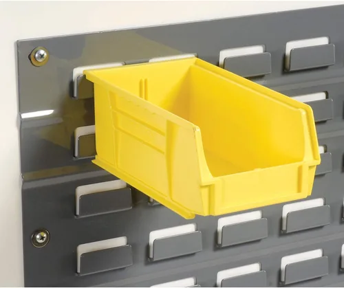 Vista 5 de Global Industrial Panel de bastidor de pared con (32) contenedores amarillos, 36x7x19