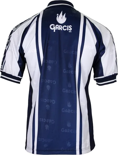 Vista 3 de Garcis Camiseta Futbol México Modelo Monterrey Rayas Blanco y Azul