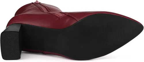 Vista 6 de Allegra K Botines de tacón grueso con punta puntiaguda para mujer
