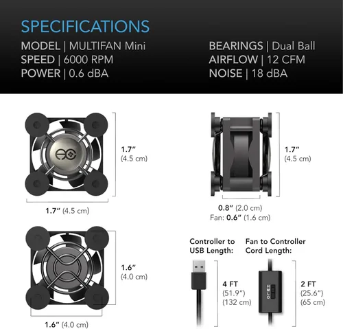 Vista 17 de AC Infinity MULTIFAN S1, ventilador USB silencioso de 80 mm, certificado UL para refrigeración de gabinete de receptor DVR PlayStation Xbox ordenador