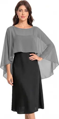 Vista 14 de Baoqiya Women's Shawls and Wraps for Evening Dresses Chiffon Cape verde ( Bean Green )