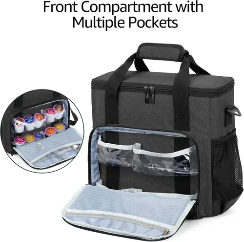 Vista 2 de CURMIO Bolsa de transporte para cafetera compatible con Keurig K-Mini o K-Mini Plus, bolsa de viaje para cafeteras de una sola porción para cápsulas