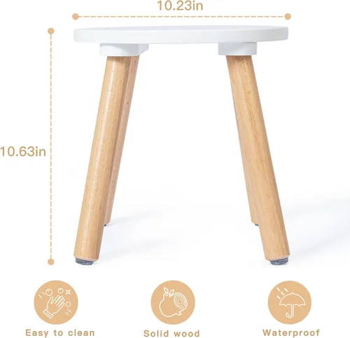 Vista 2 de Frogprin 1 paquete de taburete de madera para niños, sillas para niños, mesa sensorial perfecta a juego, taburete multiusos de 10 pulgadas, taburete