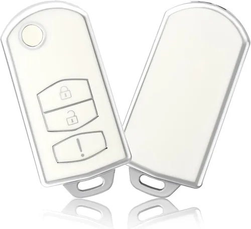 OFFCURVE Funda para llavero Mazda, funda especial para llavero Mazda 2 3 5 6 RX8 CX5 CX7 CX9 MX5 MPV Miata Smart Car Accessories White Silver