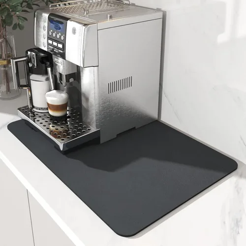 Vista 16 de AMOAMI Tapete de café absorbente con parte trasera de goma para secar platos para encimera de cocina, accesorios de bar para debajo de la cafetera