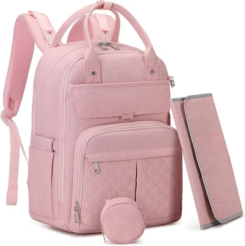 MOONBABY Mochila para pañales, bolsas de pañales para bebé con cambiador portátil y estuche para chupete, mochilas multifuncionales para pañales de