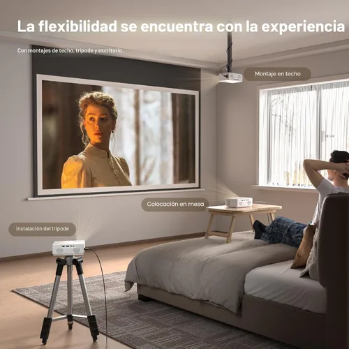 Vista 6 de AuKing Proyector, mini proyector actualizado 2025, proyector de video de cine en casa Full HD 1080P, compatible con HDMI/USB/AV/Smartphone/TV