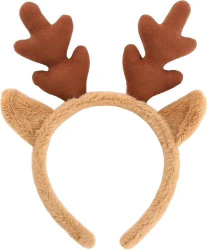Vista 4 de CHEU Diadema de reno con cuernos navideños