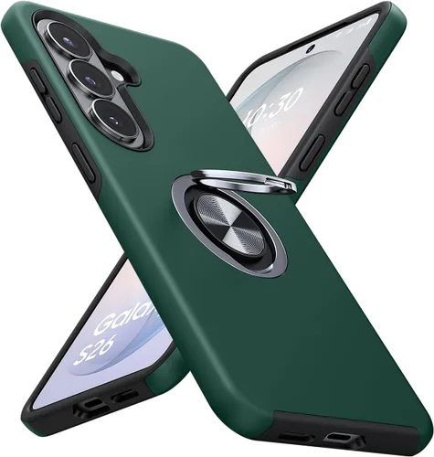 Vista 21 de JAME Funda para teléfono Samsung Galaxy A17/A26 5G con protector de pantalla [2 paquetes] Soporte de anillo Soporte Soporte de doble capa Militar a