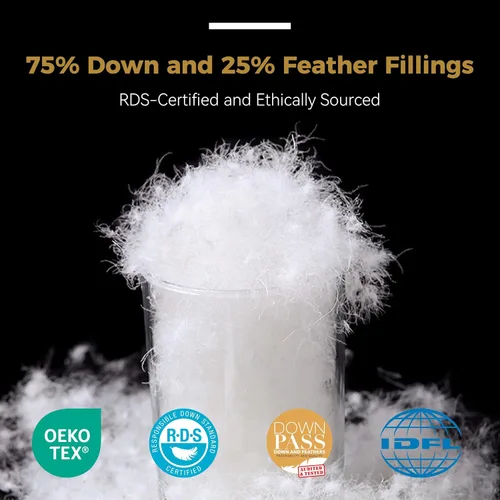 Vista 3 de SNOWMAN Edredón de plumón 75% de alta calidad, tamaño individual, 100% algodón orgánico, relleno de edredón de 1200 hilos, 750+ relleno